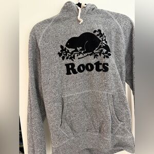 Roots Heathered Gray Hoodie with Black Emblem - Unisex Small